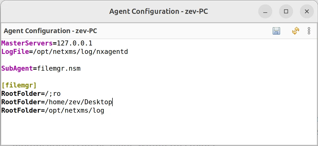 File Manager configuration in Agent Configuration File in NetXMS