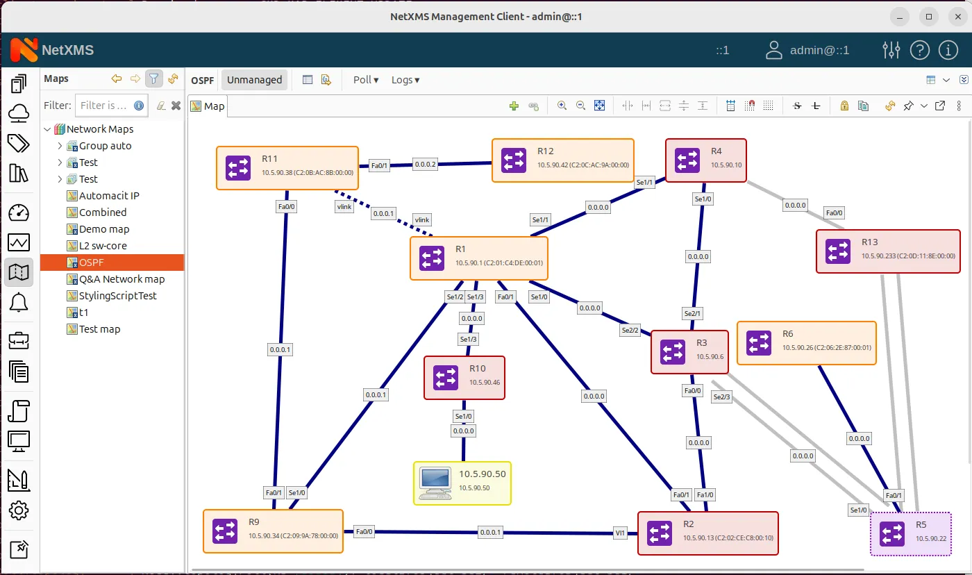 Topology map in NetXMS gets automatically updated