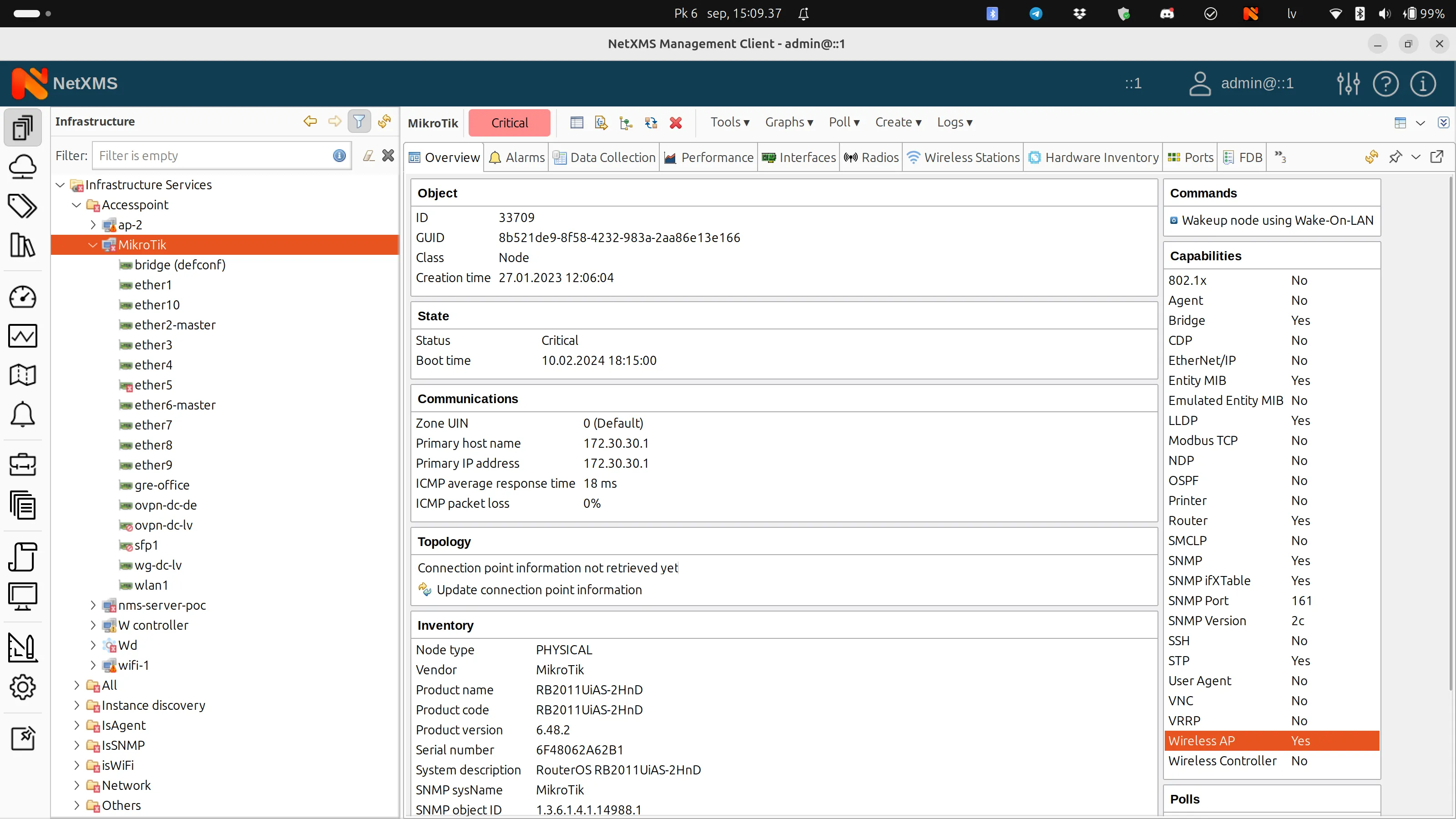 MikroTik device with wireless access point functionality