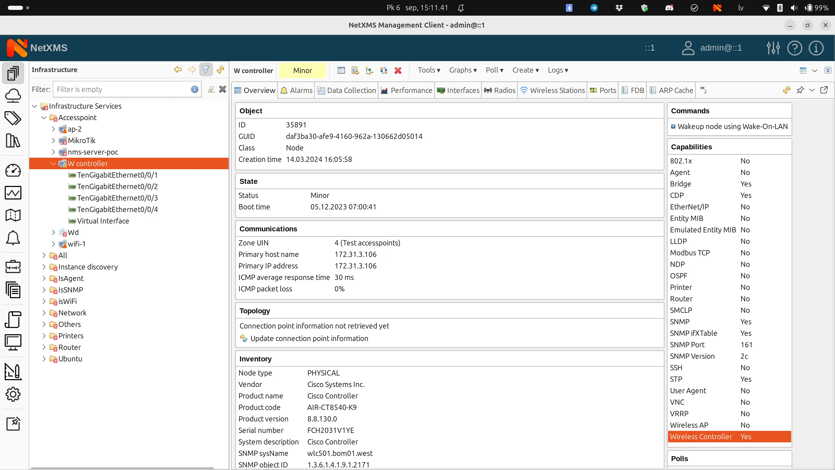 “Wireless controller” capability is shown on object overview