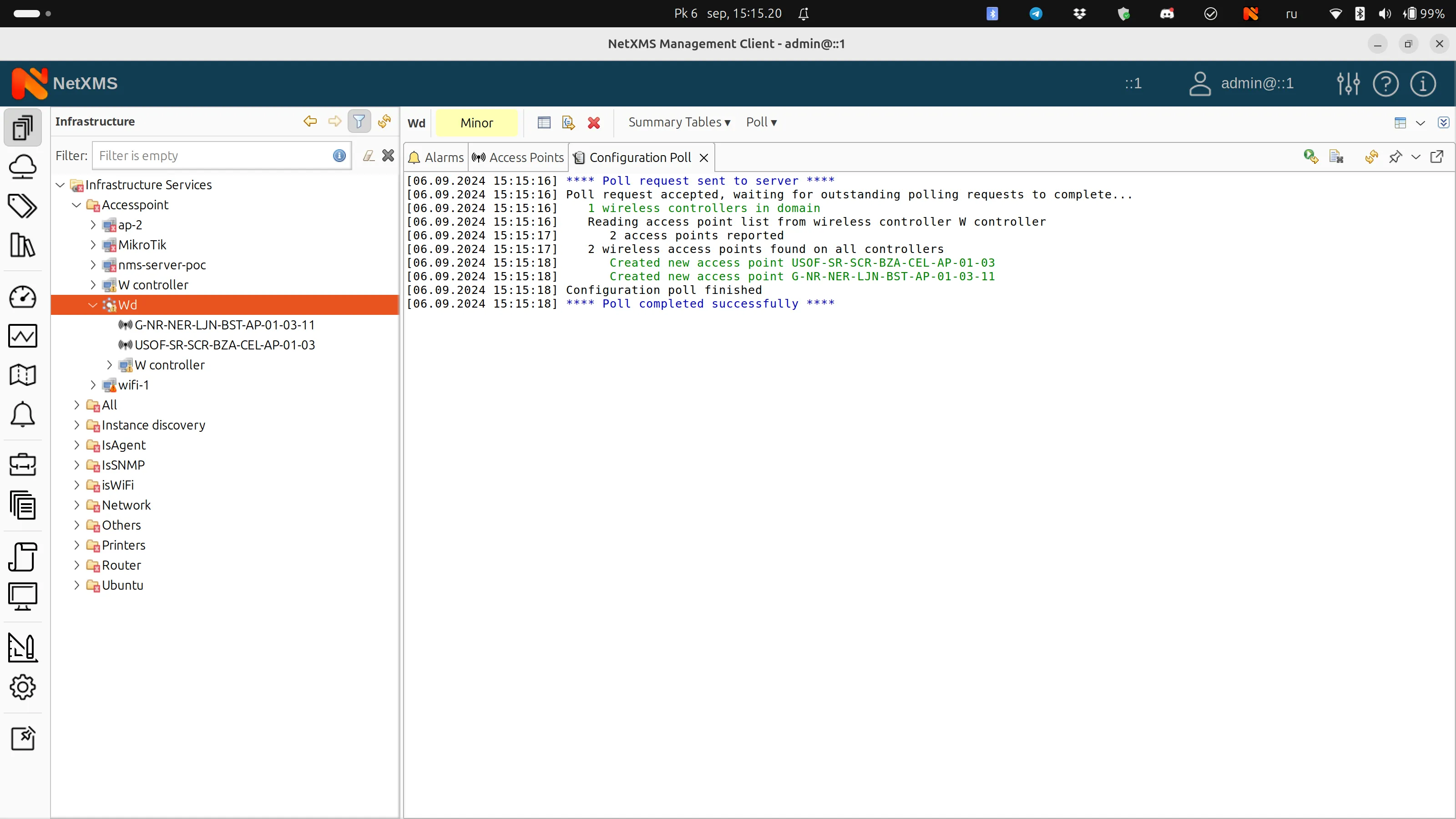 Access points are auto detected from wireless domain controllers and created under wireless domain