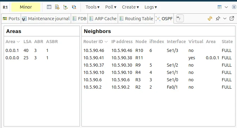 NetXMS OSPF table