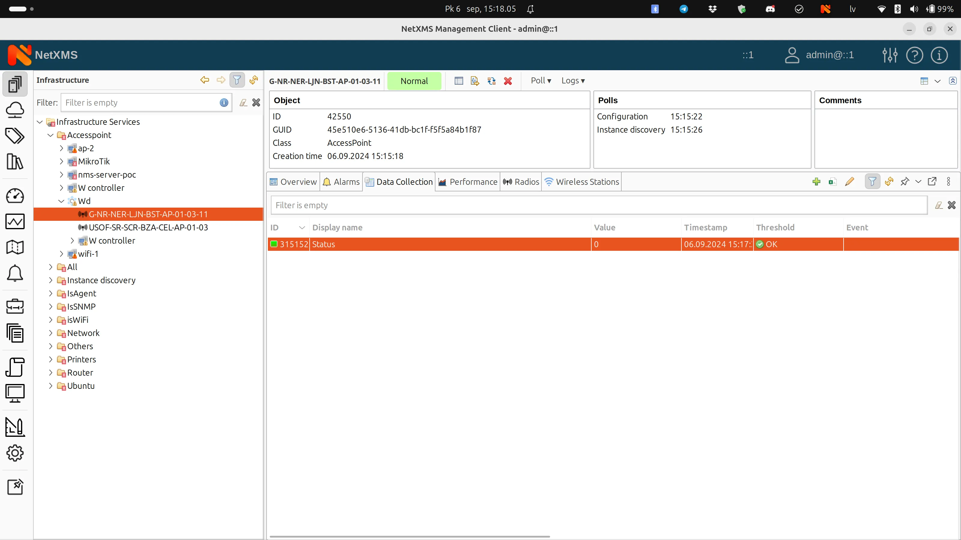 Access point device exists in the object tree as a separate object